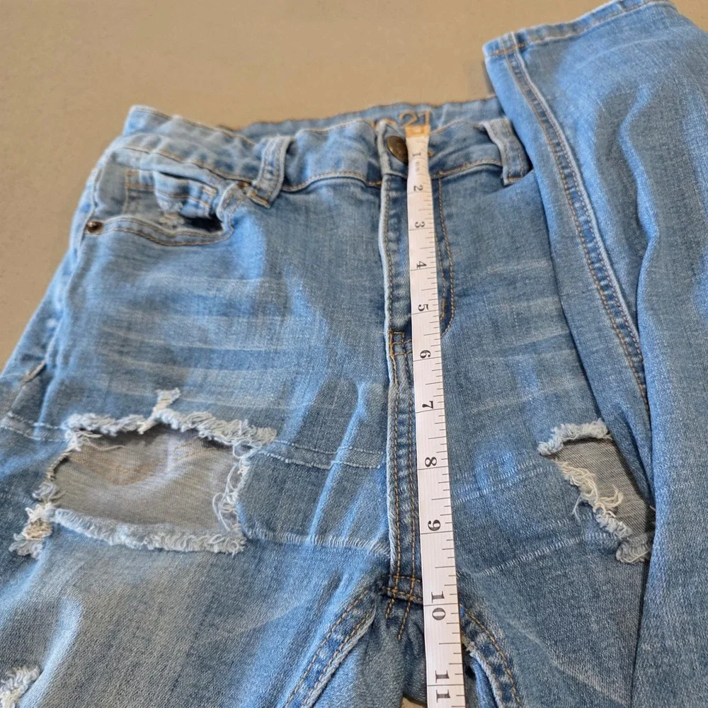 Rue21 Womens Light Wash Distressed Ripped Skinny Jeans Size 3/4‎ 1408